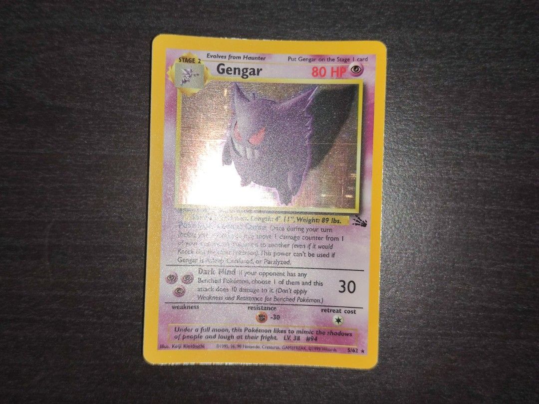 back of golden pokemon card Old Back Gengar Family GYM Pokemon Special Set 5 cards