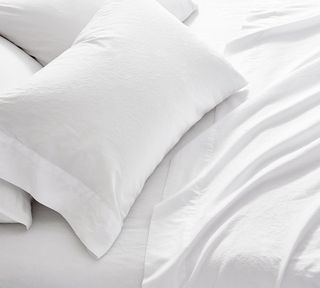 Pottery Barn 100% Plain White Organic Cotton Fitted Bed Sheet