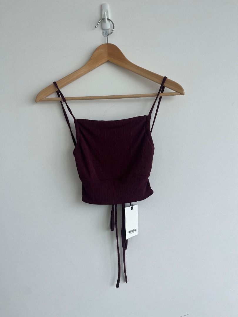 Pull Bear burgundy cropped top