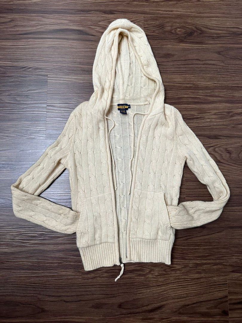 Girls Cable Knit Zip Up Sweater