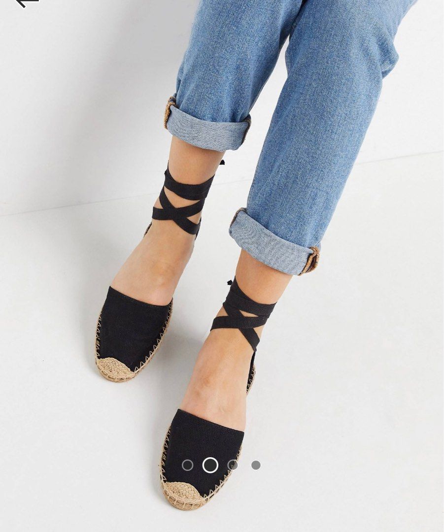 Black lace up espadrilles flats store