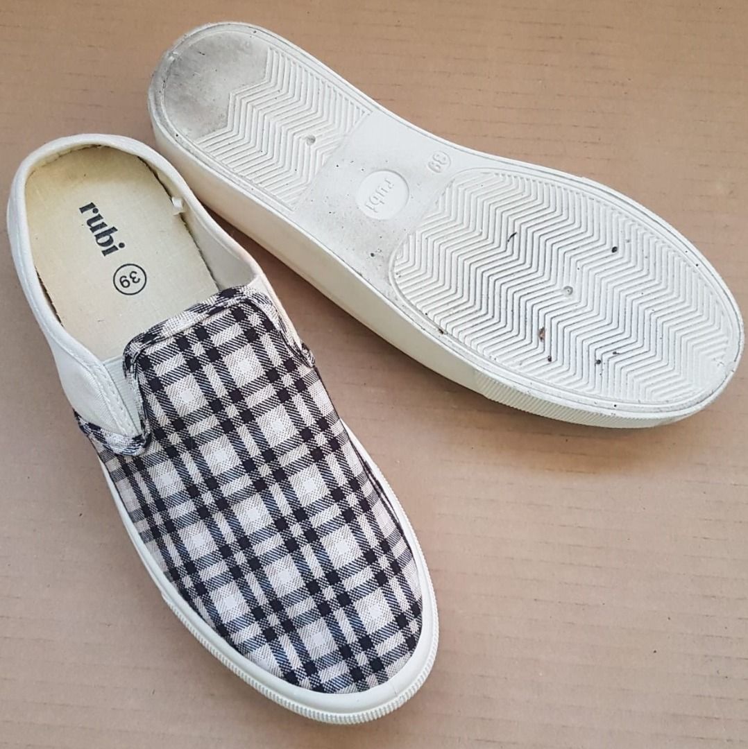 RUBI Designer Loafers Slip on shoes EU 39 US 8 Sliders Tartan