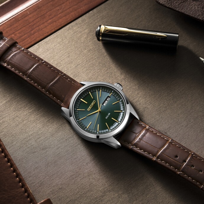 Seiko SNE529P1 Conceptual Series Green Analog Solar Power Sapphire Crystal Brown Leather Analog Dress Men s Watch SNE529 Men s Fashion Watches Accessories Watches on Carousell