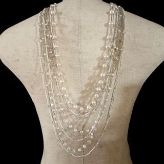 Set of Necklaces Made of Genuine Off-round Pearls, Glass Beads, Seed Beads, Crystals for Wedding, Corporate, Casual, OOTD, Mix-and-Match Attire