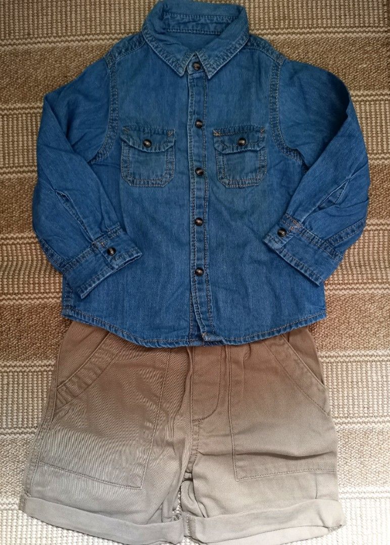 SET Zara Denim Longsleeves (Category: Babies & Kids Fashion) located in Pasig City. Submitted by dehoarding (Listing ID 1274699924, Image 1). Description: Used once Zara Denim Longsleeves size 12-18 months Like new shorts size 3T.