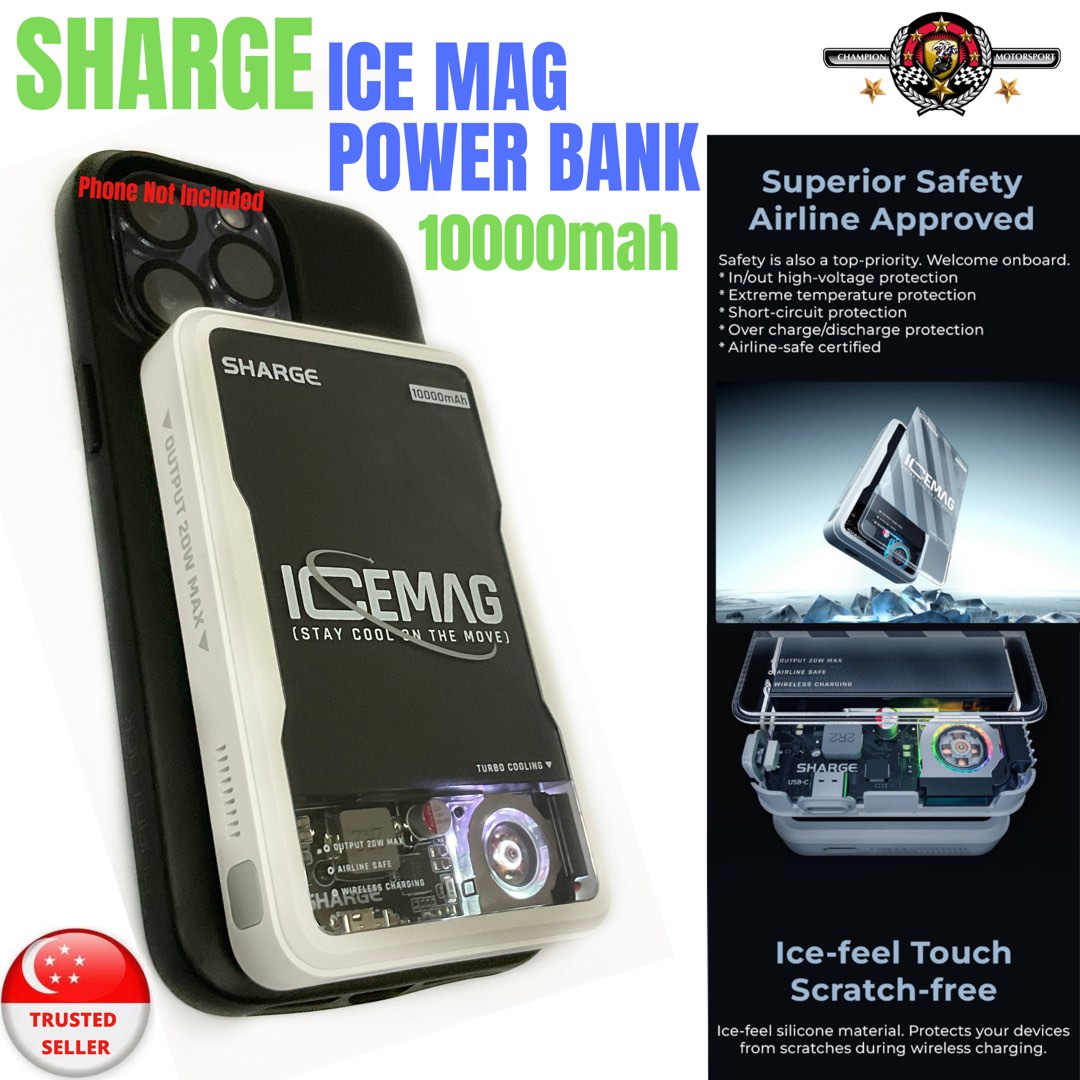 sharge ICEMAG Magnetic 10000mAh Active Cooling Power Bank - Gadget