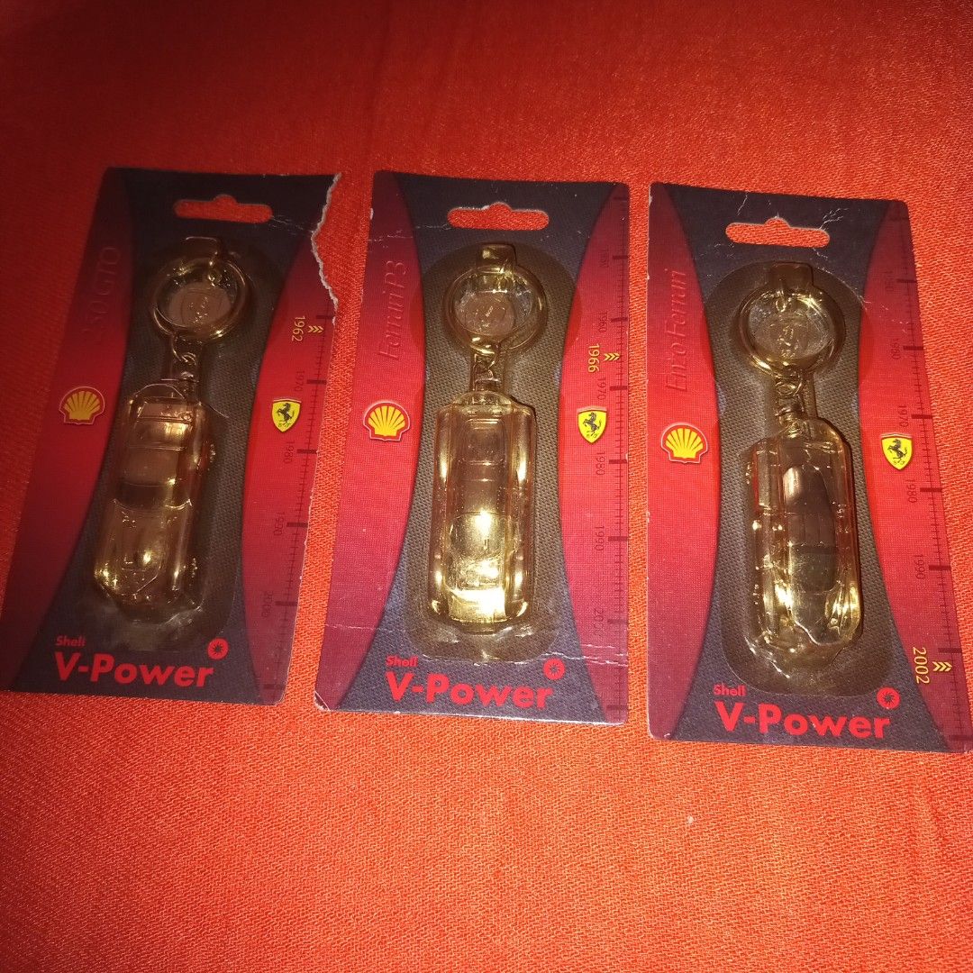 Shell Vpower Ferrari keychain 3pcs (Category: Vehicle & Diecast Models) located in General Trias. Submitted by angels_angels1207 (Listing ID 1274674359, Image 1). Description: Shell vpower Ferrari Keychain 3pcs in original packaging, as is, for 1pc has torn..