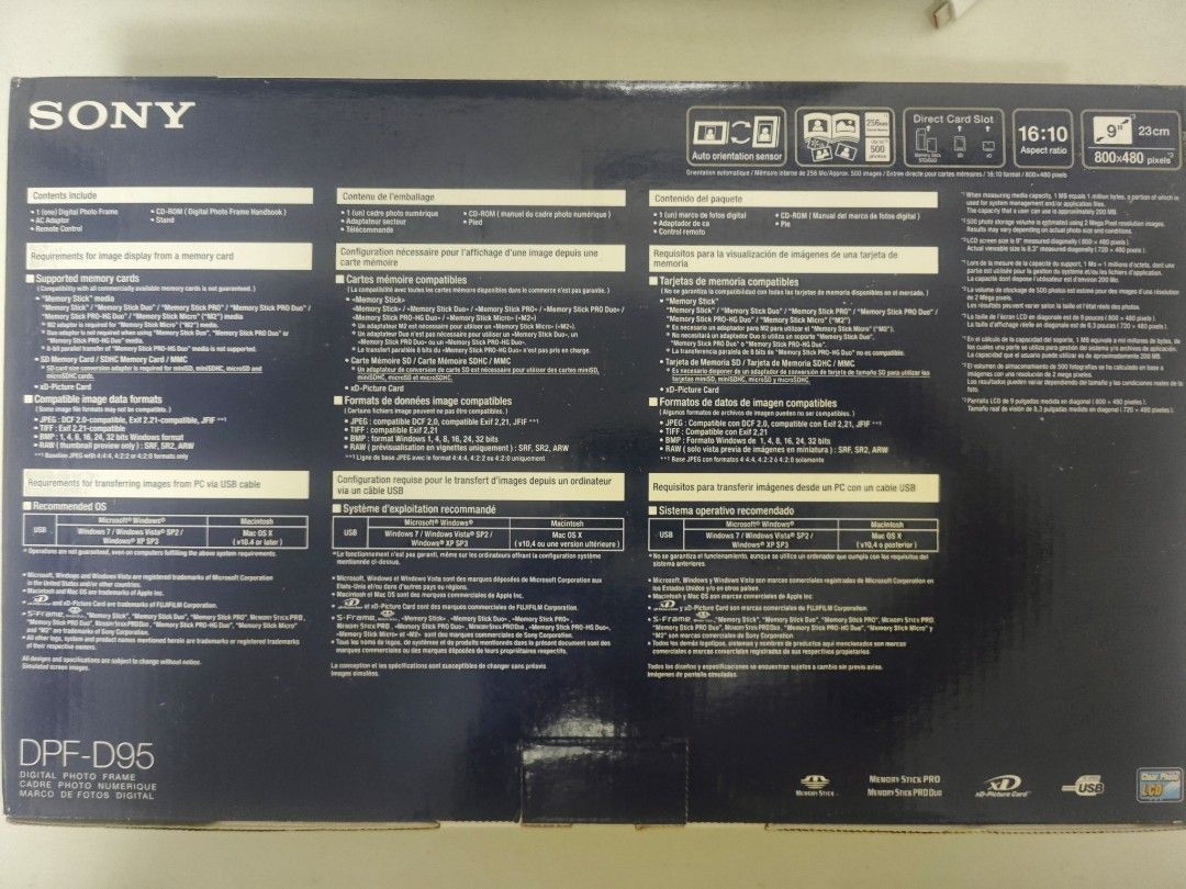 9" Sony Digital photo frame DPFD95, Photography, Photography