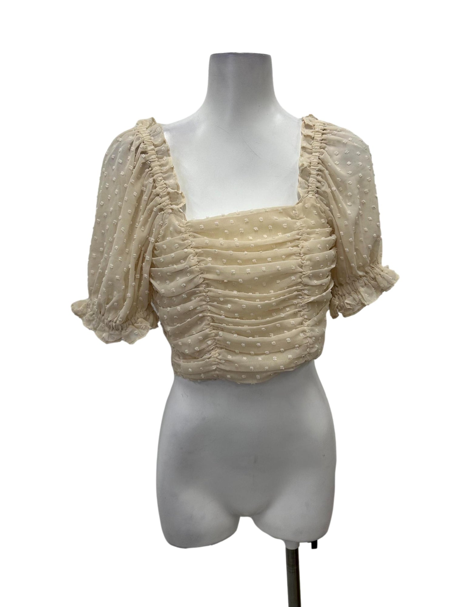 The Closet Lover Pale Yellow Mesh Ruched Top TCL, Women's Fashion, Tops ...