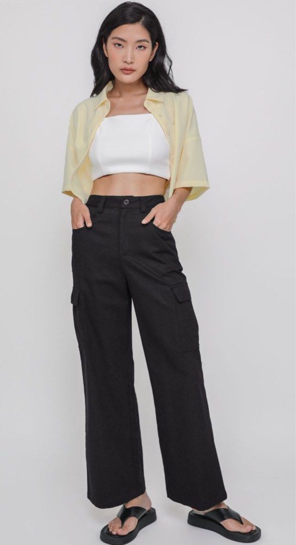 The Tinsel Rack Kanye Cargo Pants (Black), Women's Fashion, Bottoms