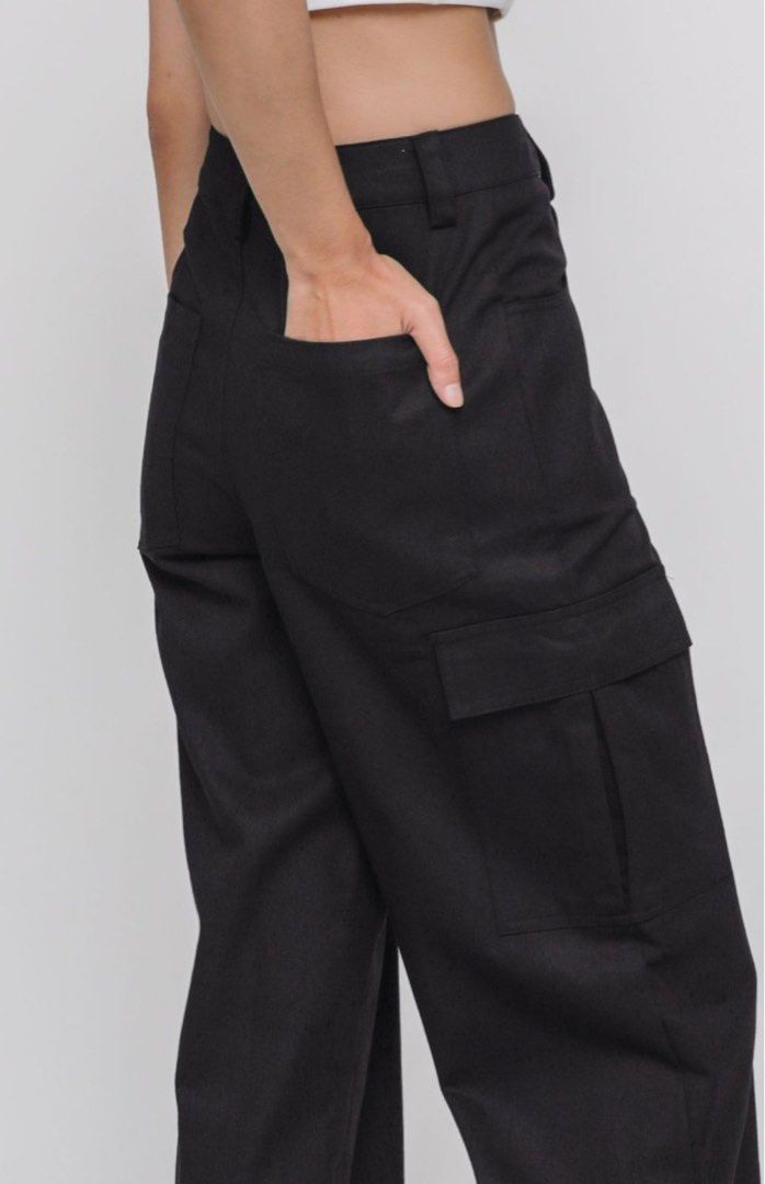 The Tinsel Rack Kanye Cargo Pants (Black), Women's Fashion, Bottoms
