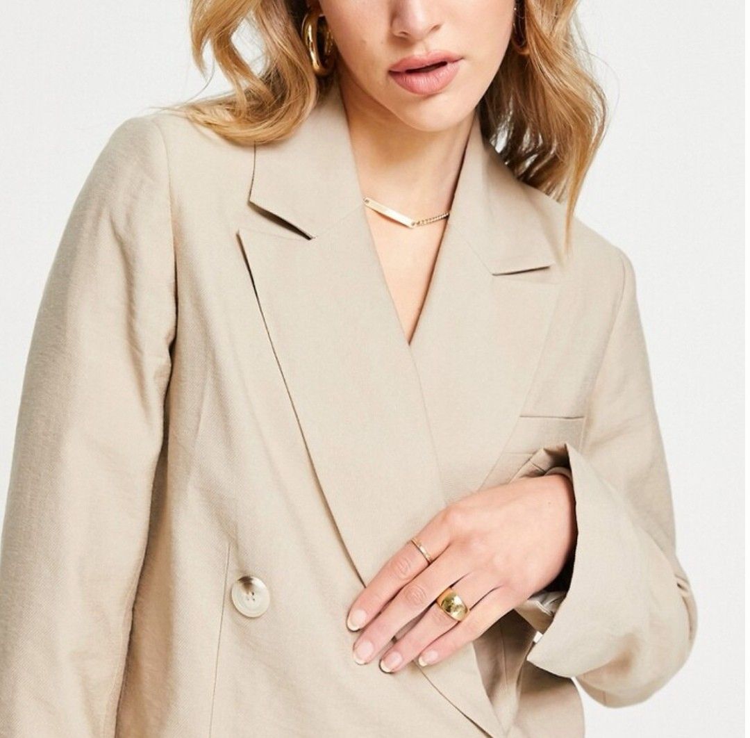 Topshop cropped blazer in beige Women s Fashion Coats Jackets