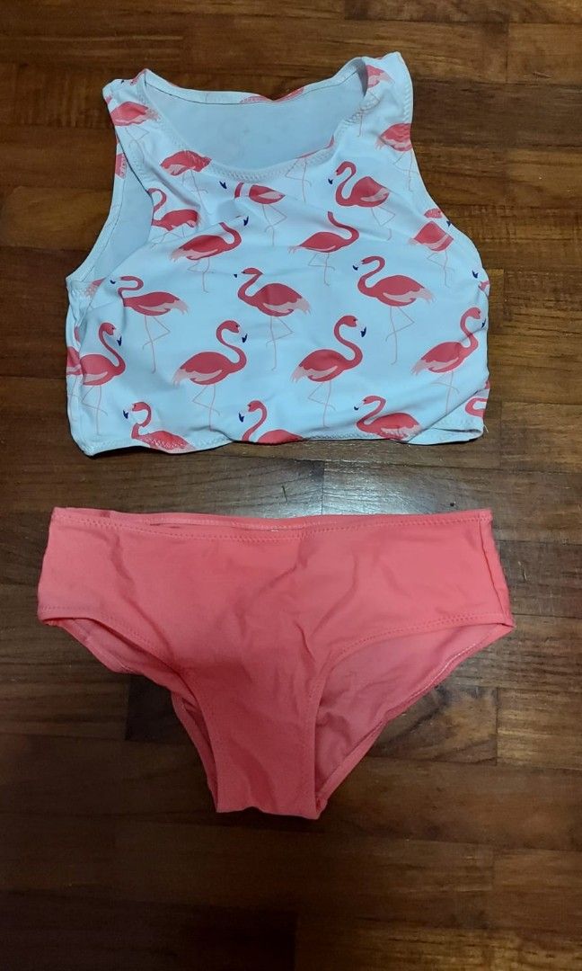 Girls flamingo swimming costume sale