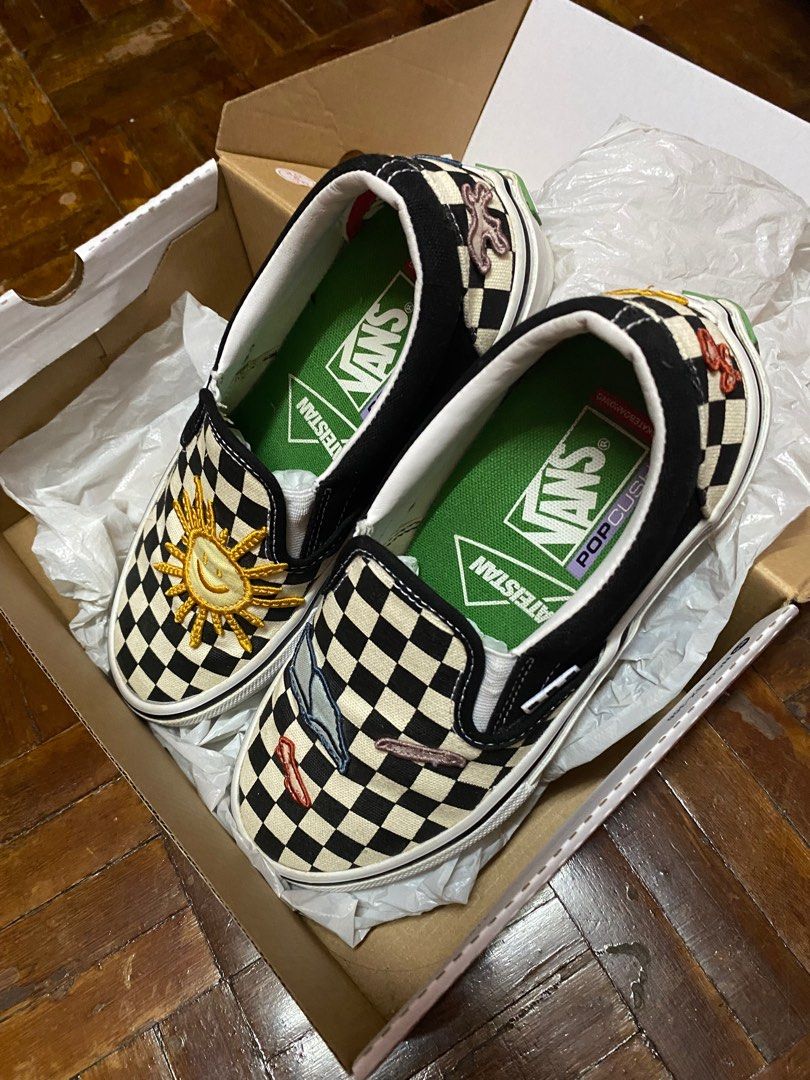 Painted checkered vans sale