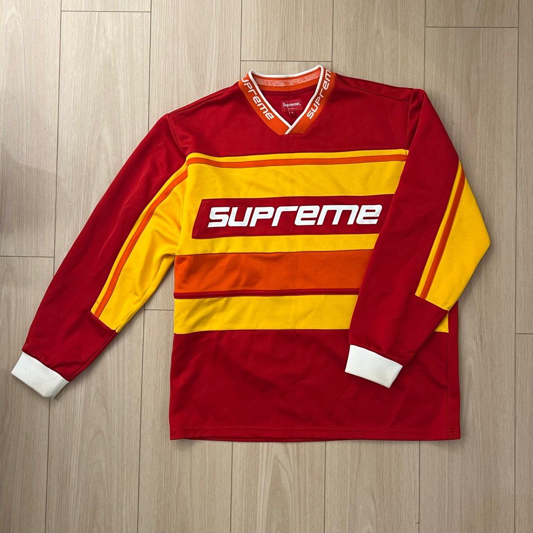 Vintage Supreme Warm Up Hockey Jersey Red Yellow, 名牌, 服裝