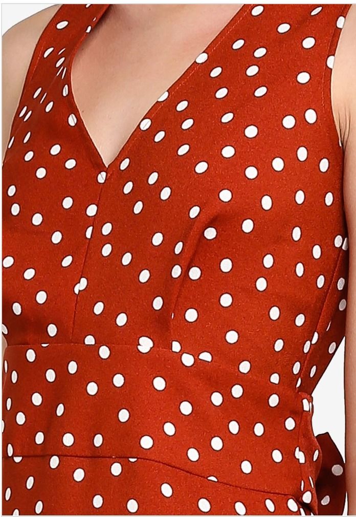 Warehouse red top polka dot dress