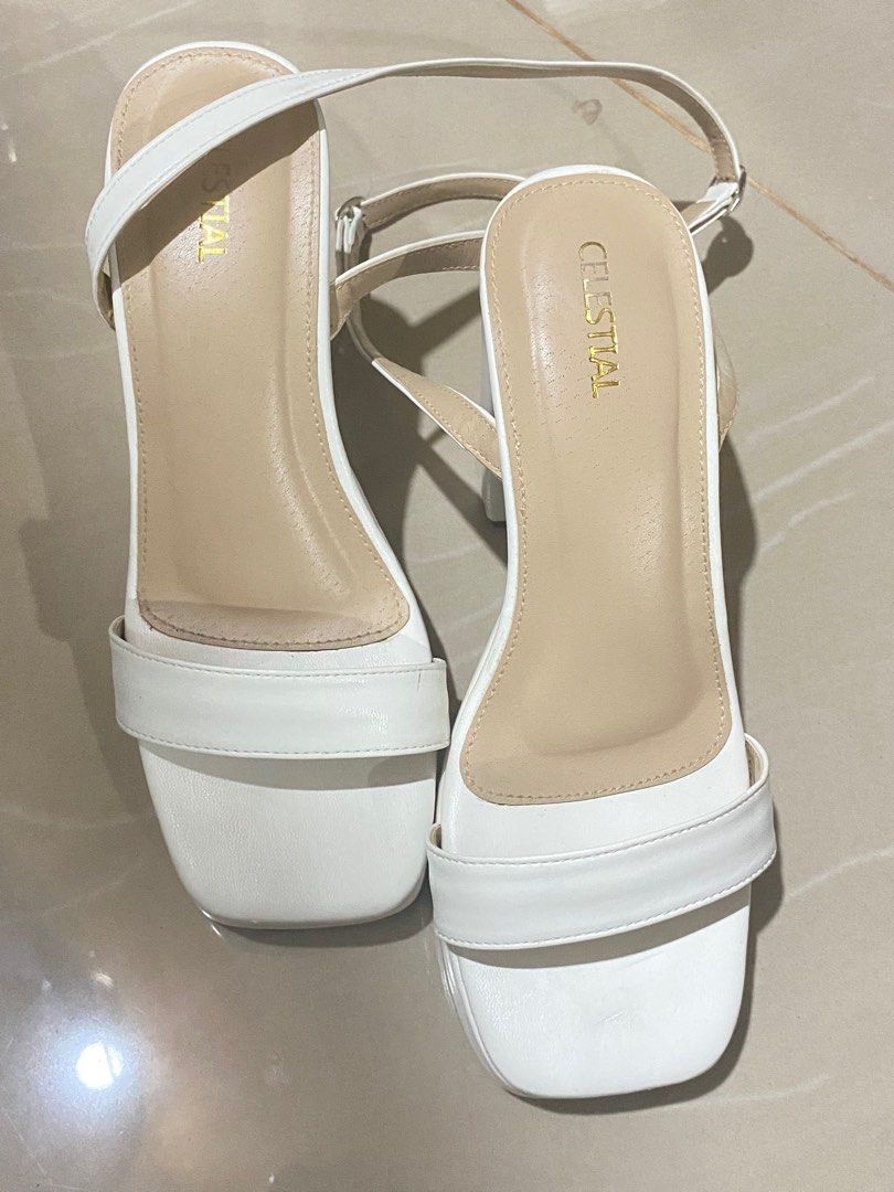 white double platform heels
