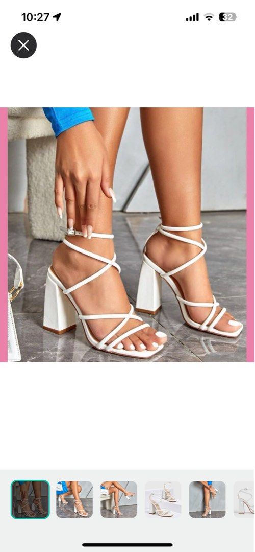 White strap sales high heels