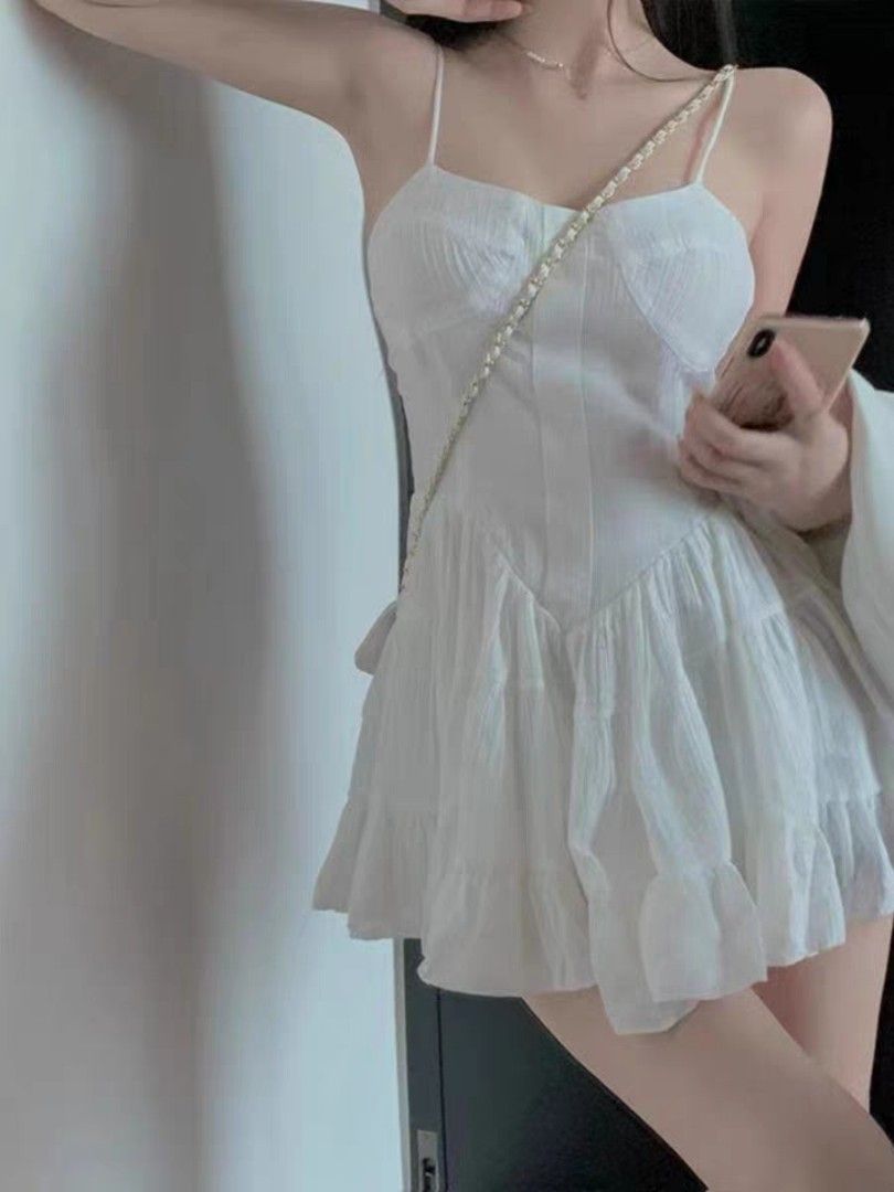 White short cheap flare dress