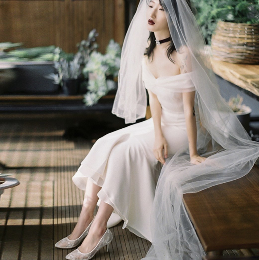 White hanbok wedding dress top