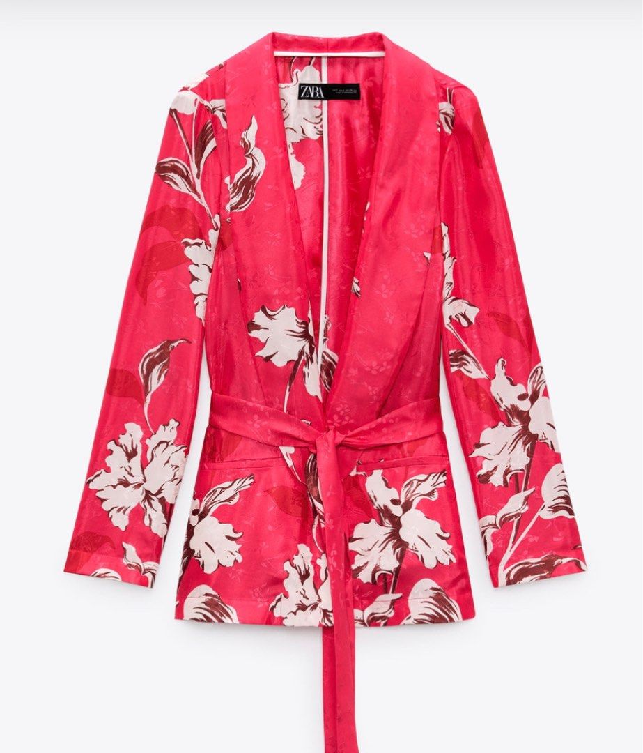 Zara printed blazer with belt cheap