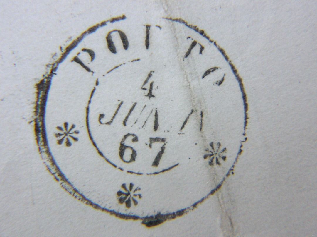 葡萄牙實寄封-1867年葡萄牙王國貼葡皇路易士一世像票由雷利亞Leiria寄波圖Porto實寄封, 興趣及遊戲, 收藏品及紀念品, 古董收藏-
