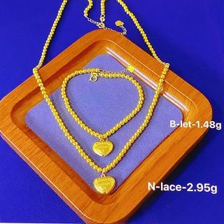 18k gold set necklace+bracelet