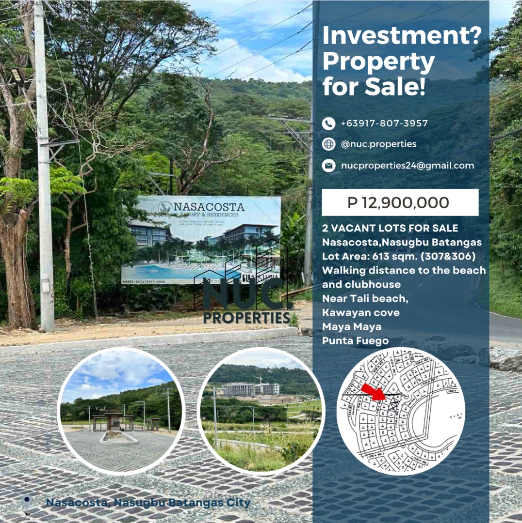 2 Vacant lots for sale Nasacosta Nasugbu Batangas, Property, For Sale