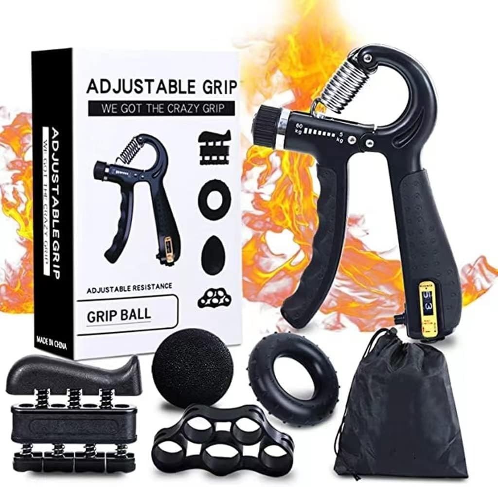 5 Pack Hand Grip Strengthener Trainer Kit Hand Strengthener Grip Strength Kit Forearm Grip Adjustable Resistance Finger Stretcher Hand Gripper Finger Exerciser for Men Women APJC0682 Sports Equipment ...
