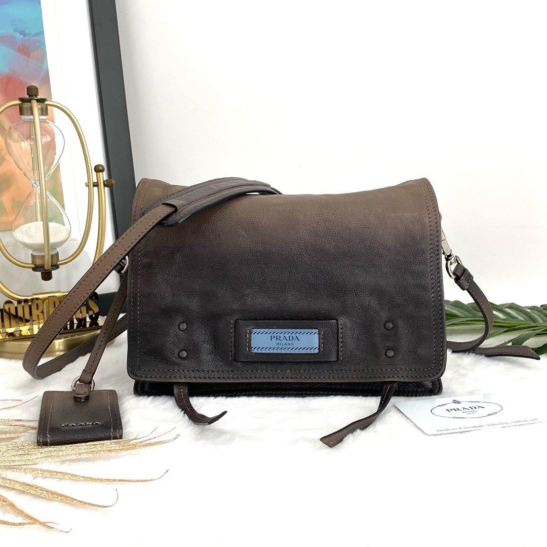 Calf leather shoulder bag prada on sale
