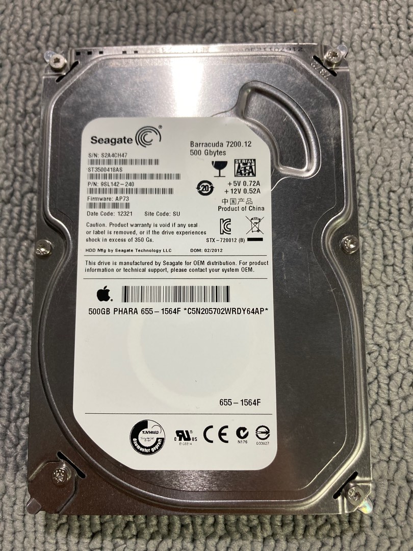 新浄Seagate 500GB 3.5” SATA II HDD 硬盤ST3500418AS, 電腦＆科技