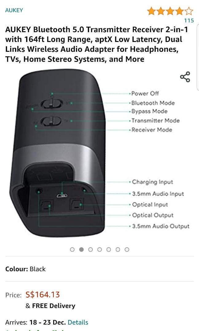 SG LOCAL STOCK 2728 AUKEY 2 in 1 Wireless Transmitter and
