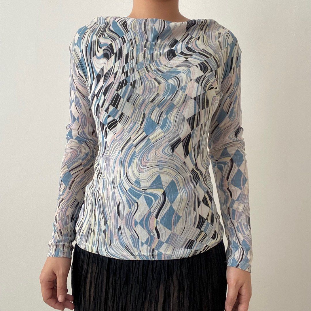 Flower Mesh Top Light Blue main image 1