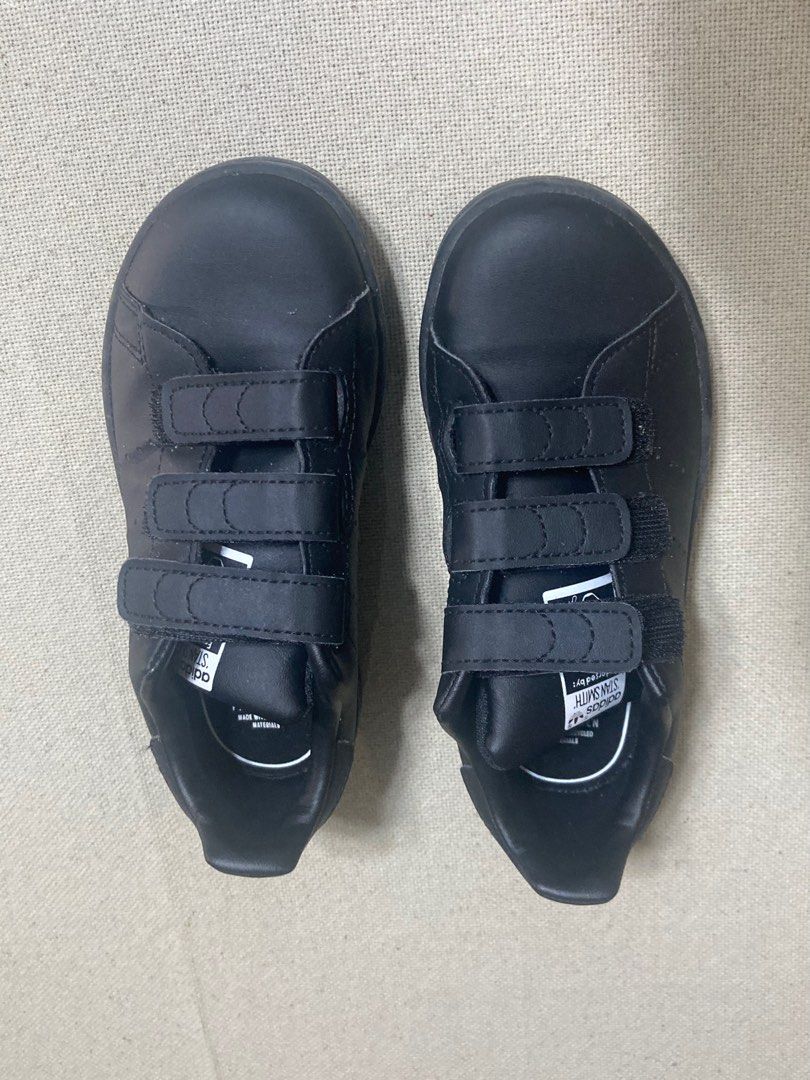 Sepatu Mens Adidas Stan Smith Black Velcro Trainers Adidas