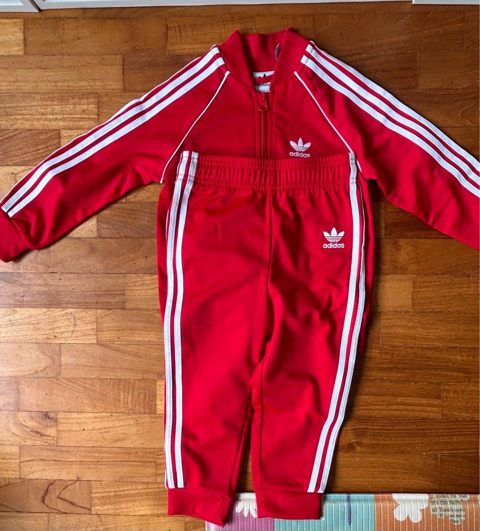 All red hotsell adidas sweatsuit