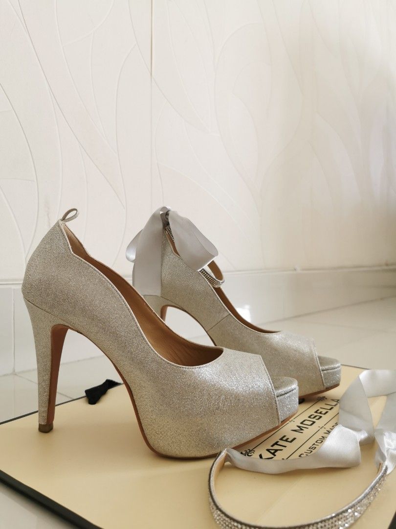 Auntentic Kate Mosella Silver Glitter Wedding Shoes