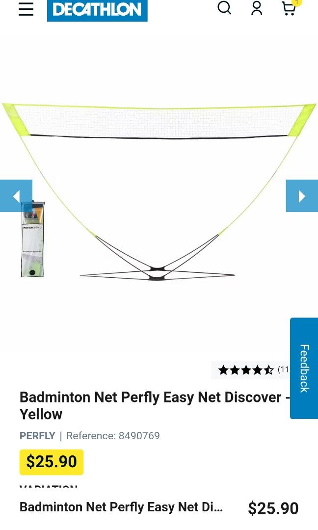 Badminton Net Perfly Easy Net Discover Yellow, Sports Equipment