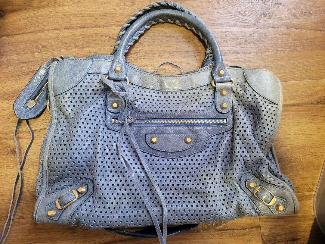 Balenciaga perforated best sale city bag