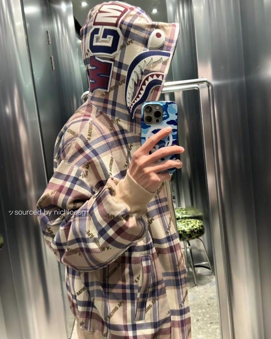 Bape 15th Anniversary Plaid Bape Hoodie Vintage Y2K Bape A Bathing