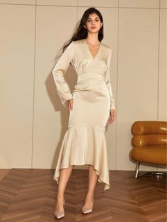 Beige Apricot Nude Long Dress Gown