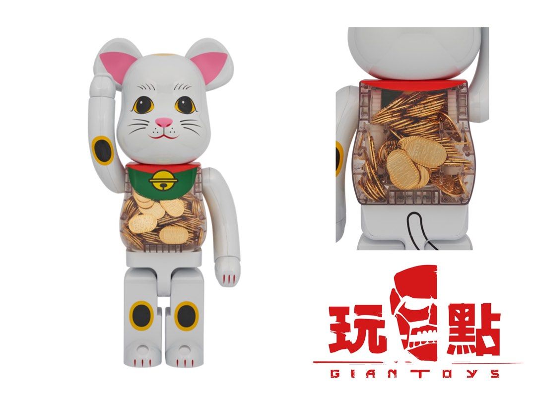 現貨］BE@RBRICK 招財貓小判白メッキ1000％, 興趣及遊戲, 玩具