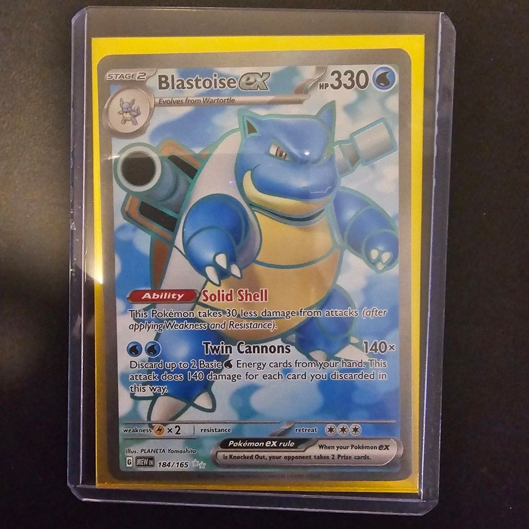 Pokémon 151 Blastoise EX Ultra Rare Full Art Card - 184/165 English Near Mint
