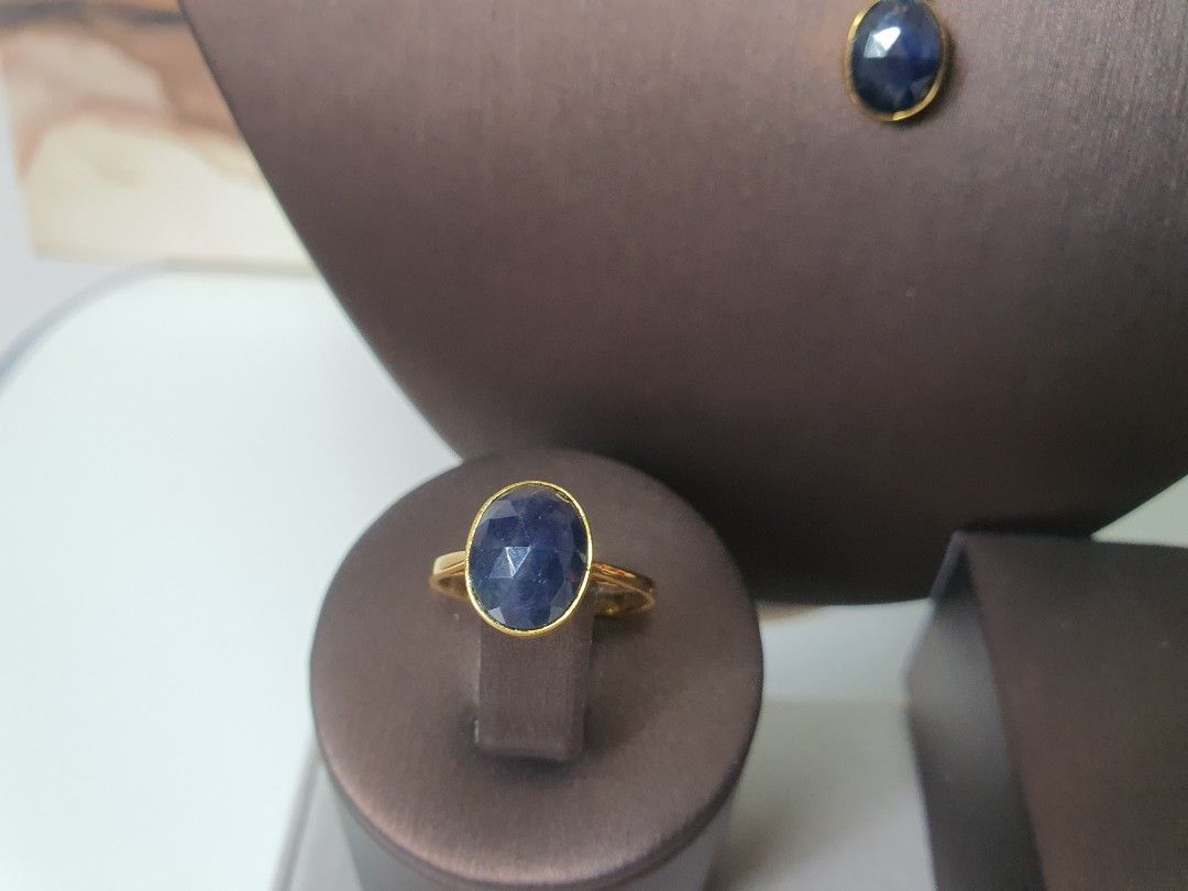 NEW YR SALE Unheated African Blue Sapphire Jewelry Set Women s