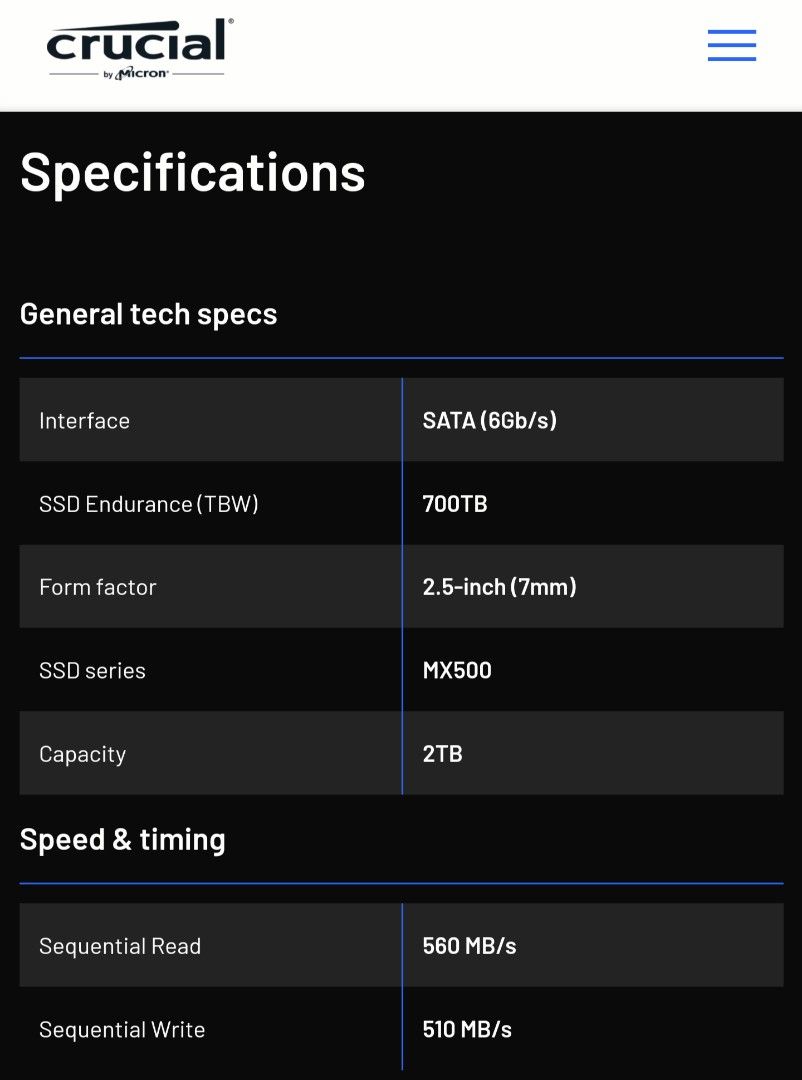 Crucial outlet mx500 specs