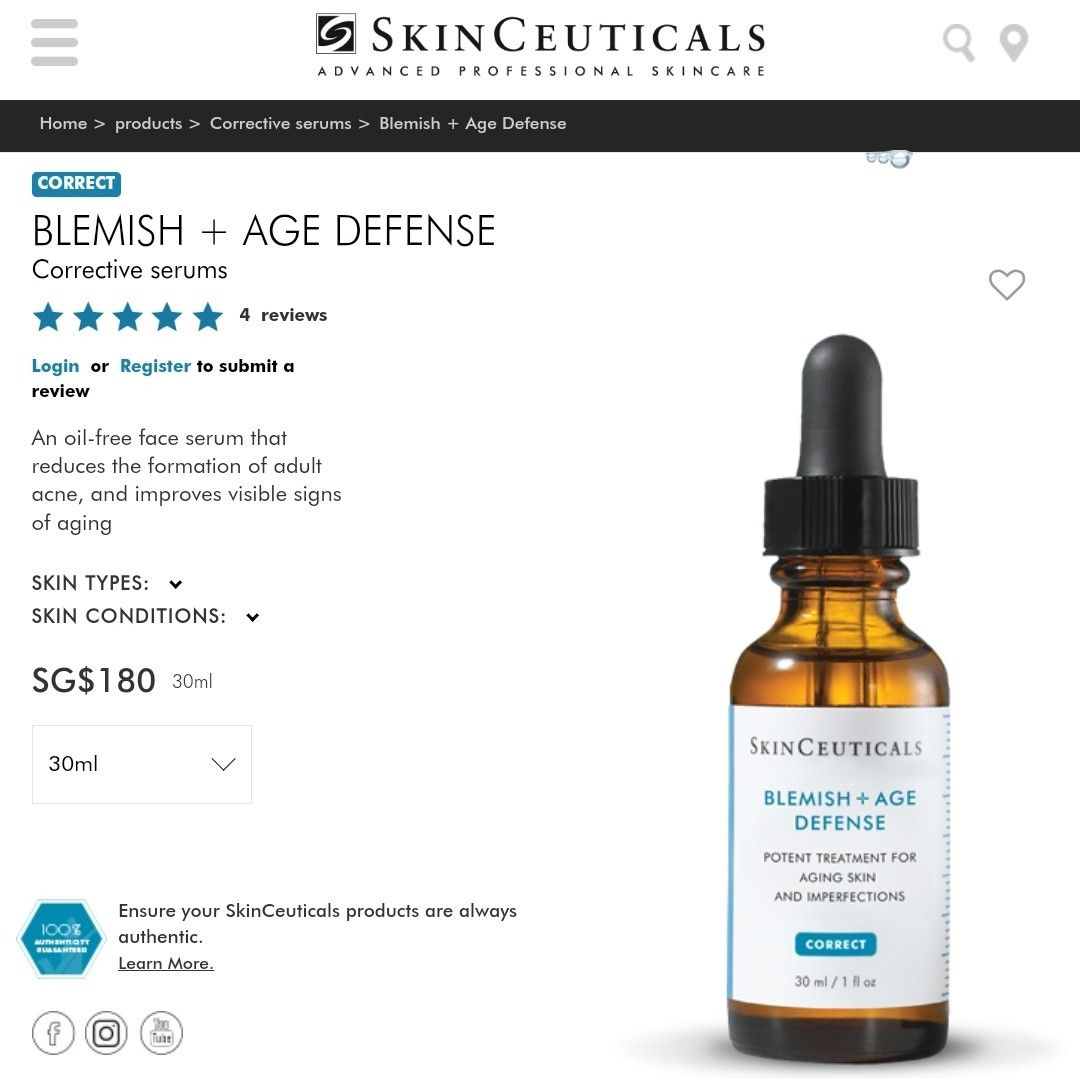 Sérum Corretor Skinceuticals Blemish + Age Defense 15ml