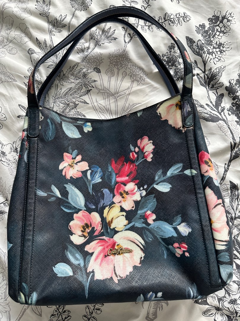 Cath kidston black floral bag top