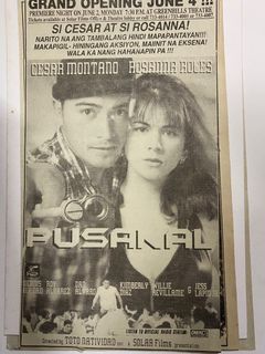 Cesar Montano Rosanna Roces PUSANAL - Willie Revillame - Old Newspaper Movie Ad Clippings Tagalog Filipino Pelikula Film Vintage
