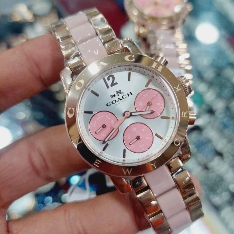 COACH Dual Time Rosegold Mix Pink Women Watch ORIGINAL Women s Fashion Watches Accessories Watches on Carousell