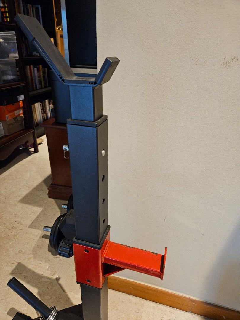 Completely adjustable (height and width) squat bench rack with safety ...