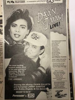 Dawn Zulueta and Jimmy Santos LIVE - Old Newspaper Movie Ad Clippings Tagalog Filipino Pelikula Film Vintage